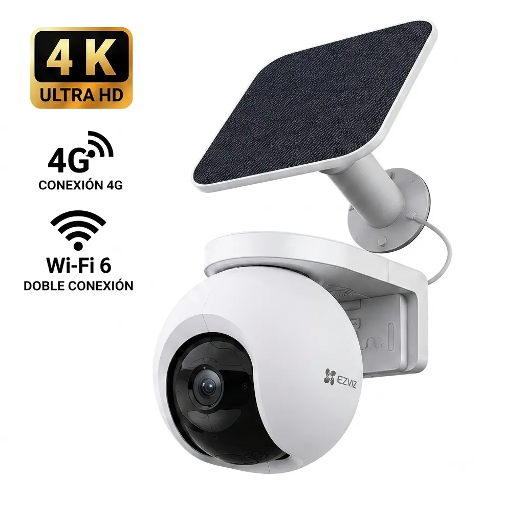 KIT CAMARA IP PT 4K EXTERIOR 4G Y WIFI + PANEL SOLAR